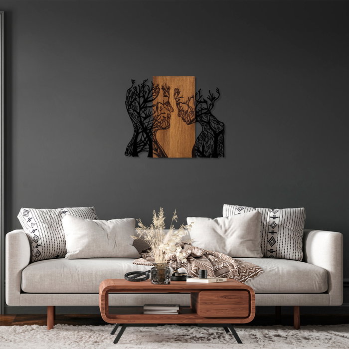 Wallity Tree Woman And Man - Escultura de Pared de Madera y Metal